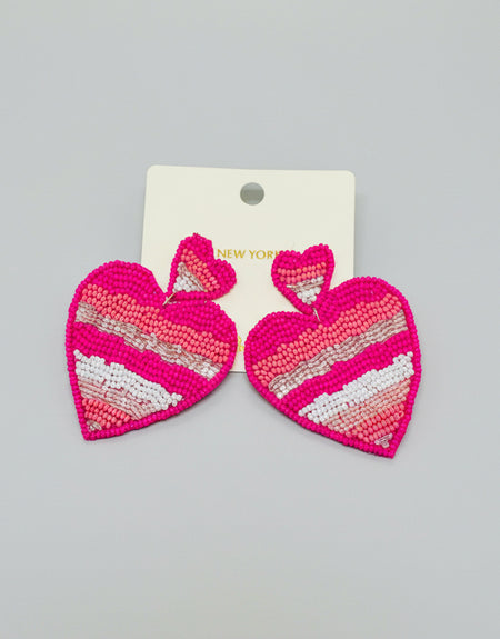 Sweet Heart Beaded Drop Earrings