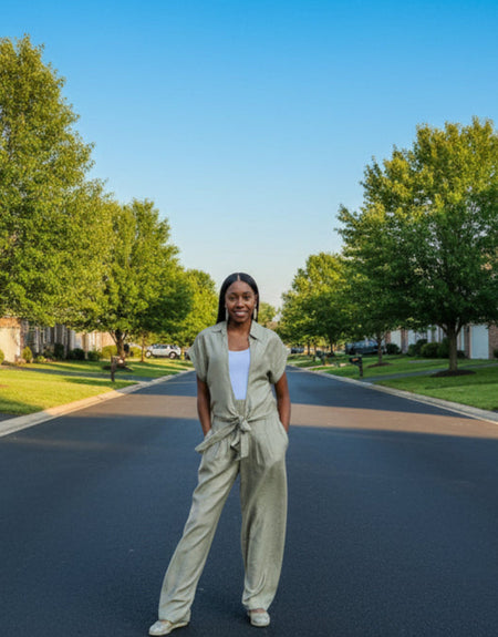 Her Way Pant Set (Olive) - ReservedChic