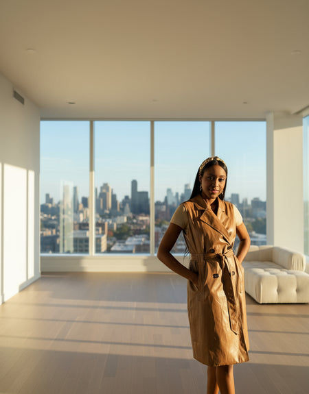 Caramel Faux Leather Dress