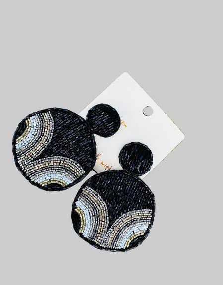 Ritzy Black Beaded Earrings