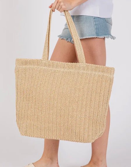 Sun and Sand Straw Tote Bag - Beige - ReservedChic