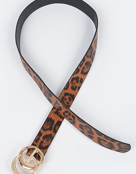Leopard Bling Buckle Belt