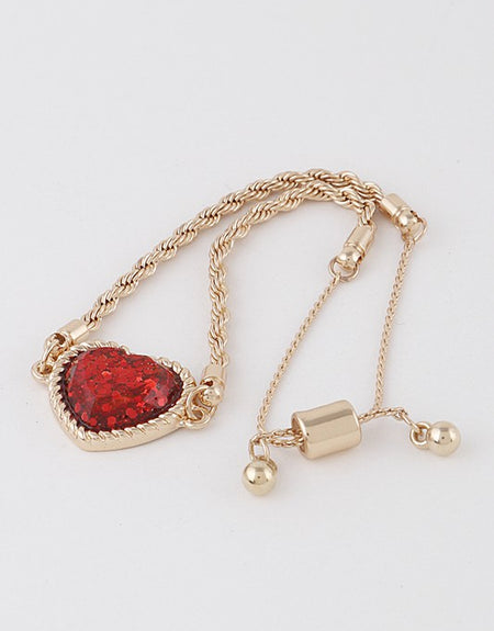 Glittered Heart Chain Bracelet