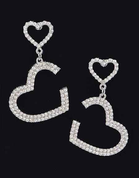 Half Heart Silver Drop Earrings