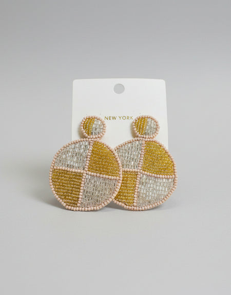 Gold Pie Beaded Earrings