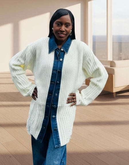 City Chic Sweater Shacket - Cream