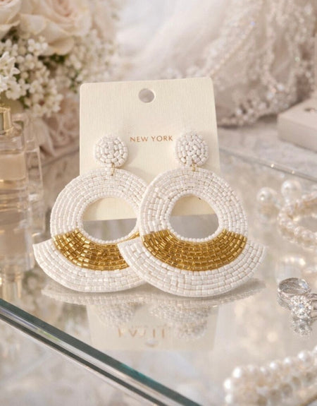 Ivory Luxe Circle Beaded Earrings - ReservedChic