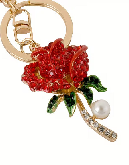 Red Rose Keychain Bag Charm