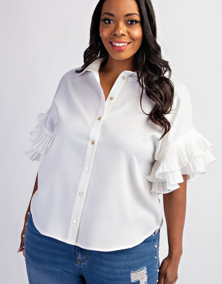 Charming Ruffle Sleeve Top - ReservedChic