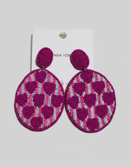 Valentine Heart Beaded Earrings
