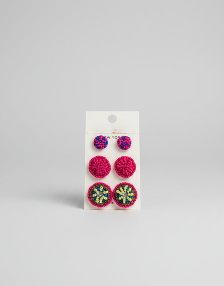 Pink Stud Beaded Earrings - ReservedChic