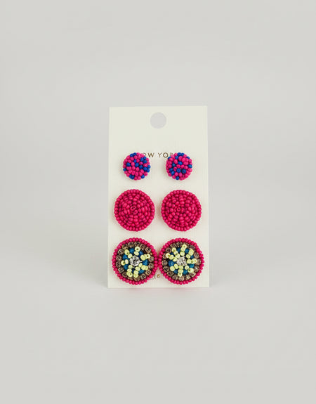 Pink Stud Beaded Earrings - ReservedChic