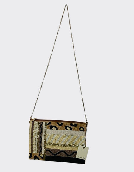 Abstract Animal Print Beaded Bag