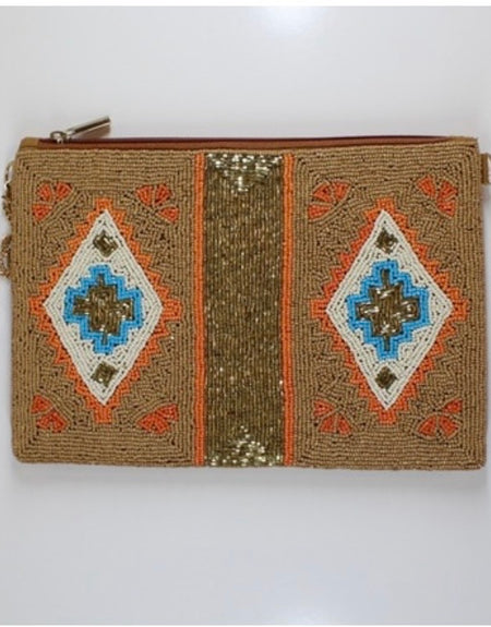 Southwest Chic Beaded Bag - Tan - ReservedChic