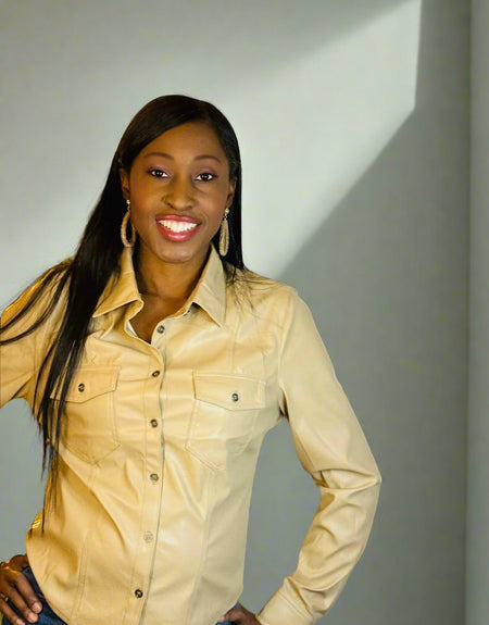 Khaki Faux Leather Shirt