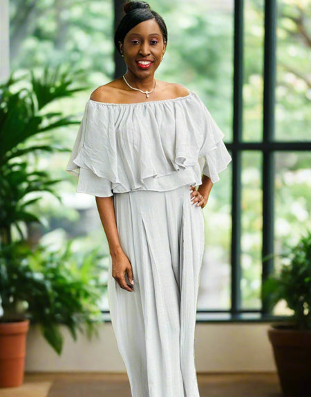 The Posh Palazzo Pant Set Gray - ReservedChic