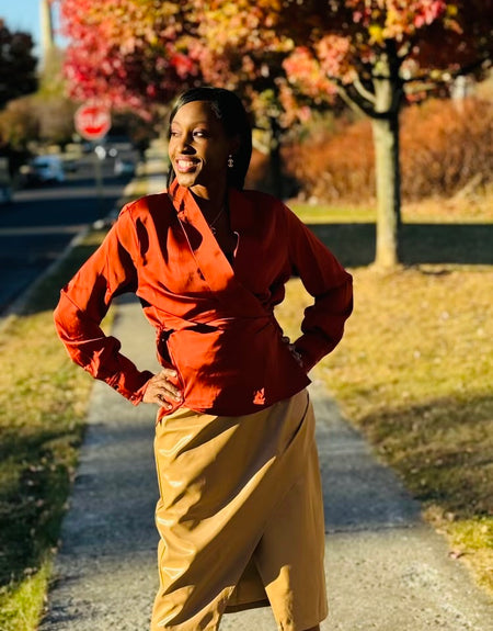 Keri Satin Wrap Blouse