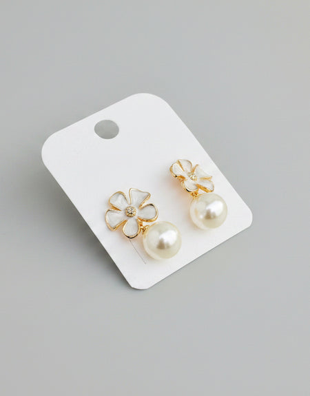Ivory Blossom Pearl Dangle Earrings