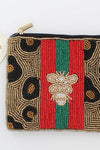 Honey Bee Leopard Beaded Coin Purse