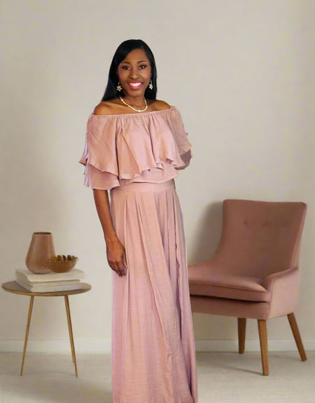 The Posh Palazzo Pant Set Mauve - ReservedChic