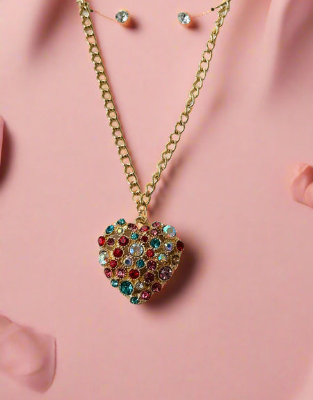 Heart Multi-Stone Necklace Set