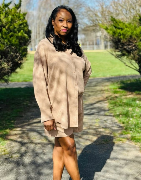 Joyful Tan Short Set