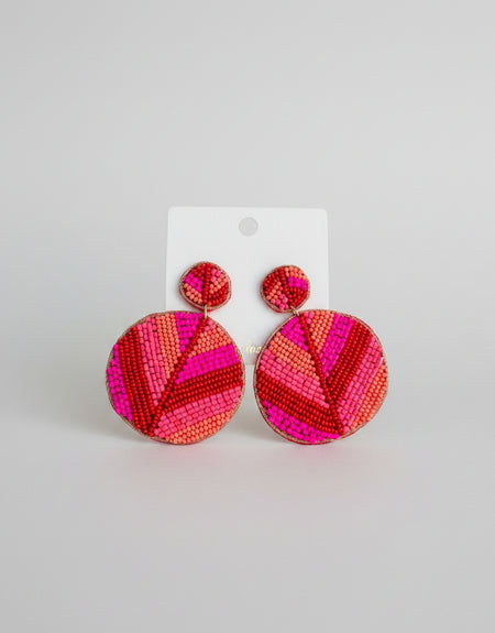 Glamour Pink Beaded Earrings