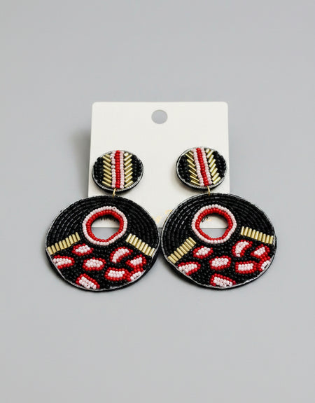 Tribal Print Beaded Earrings