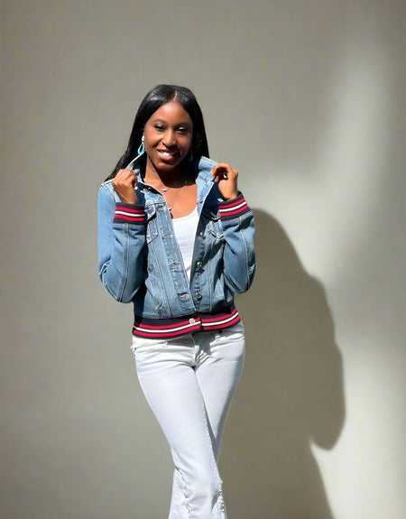 On Fleek Stripe Denim Jacket