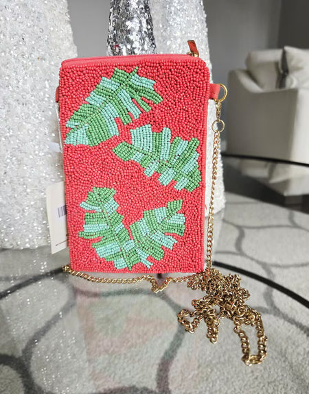 Palm Leaf Beaded Cell Phone/Crossbody - ReservedChic