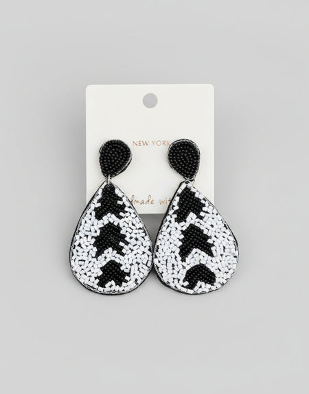 Naomi Beaded Oval Drop Earrings - ReservedChic