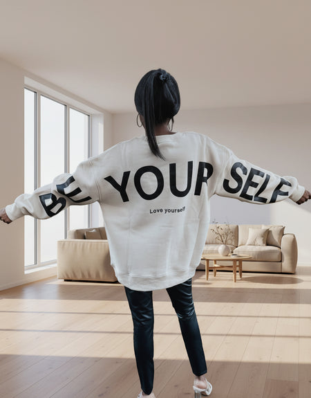 Love Yourself Oversized Sweatshirt -Beige