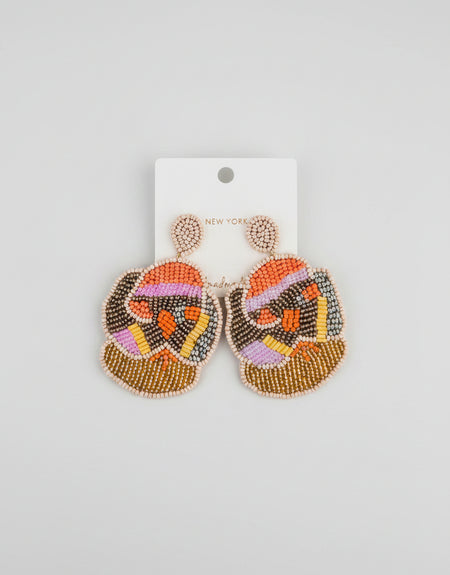 Elegant Flower Bead Cluster Earrings - Tan - ReservedChic