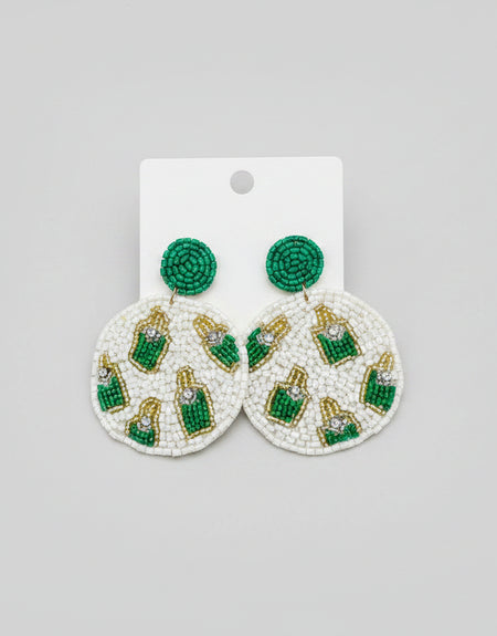 Opal Glaze Beaded Earrings-Green - ReservedChic