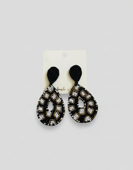 Black Animal Beaded Earrings