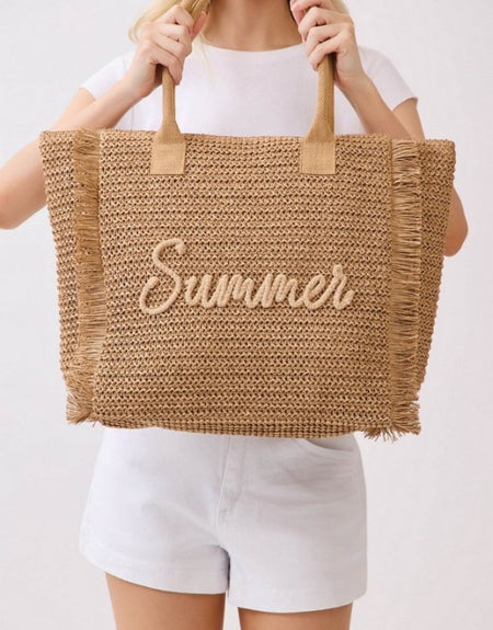 Summer Beach Tote Bag - Tan - ReservedChic