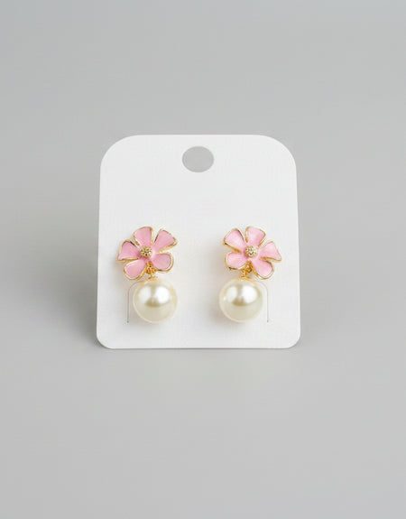 Pink Blossom Pearl Dangle Earrings