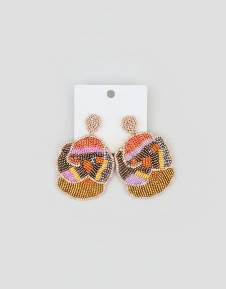 Elegant Flower Bead Cluster Earrings - Tan - ReservedChic