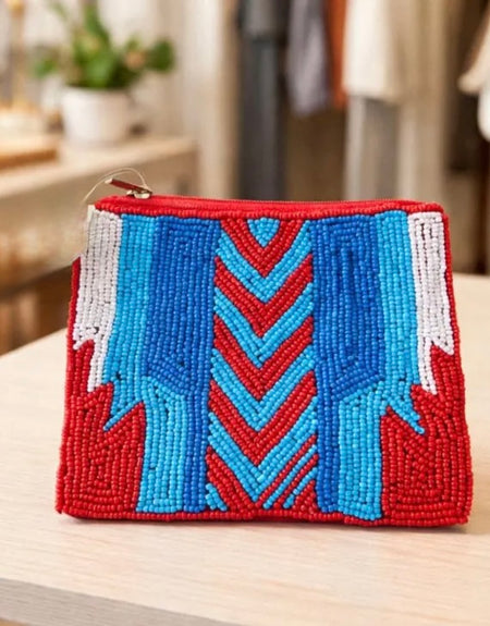 Southwest Beaded Coin Purse - Red - ReservedChic