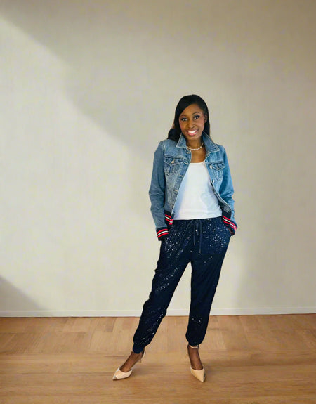 Ritzy Navy Sequin Joggers