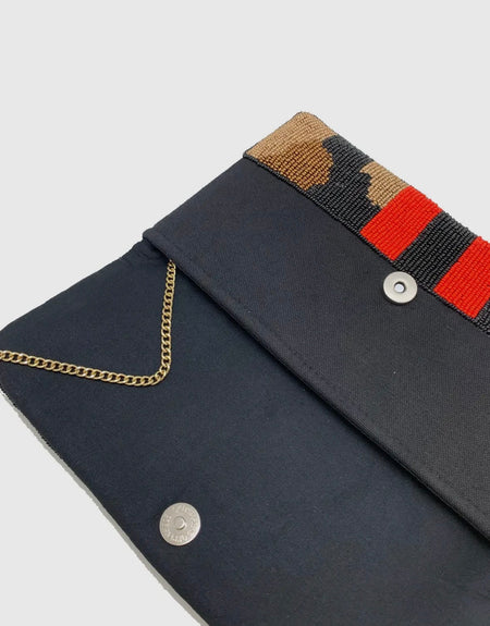 Camo Bee Beaded Clutch-Gold