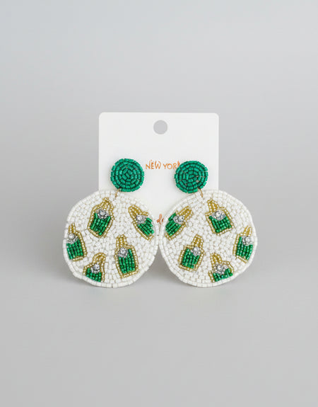 Opal Glaze Beaded Earrings-Green - ReservedChic