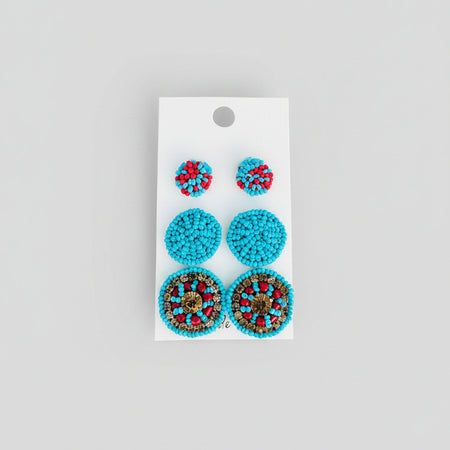 Turquoise Stud Beaded Earrings - ReservedChic
