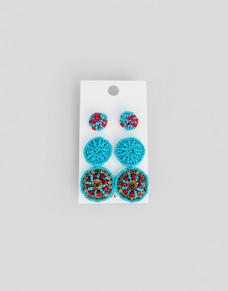 Turquoise Stud Beaded Earrings - ReservedChic