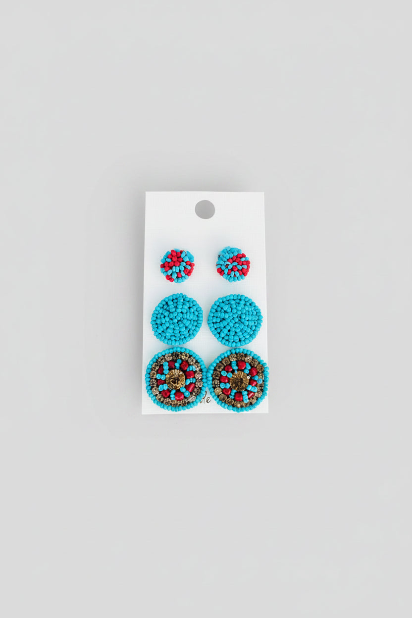 Turquoise Stud Beaded Earrings - ReservedChic