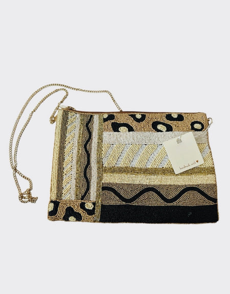Abstract Animal Print Beaded Bag