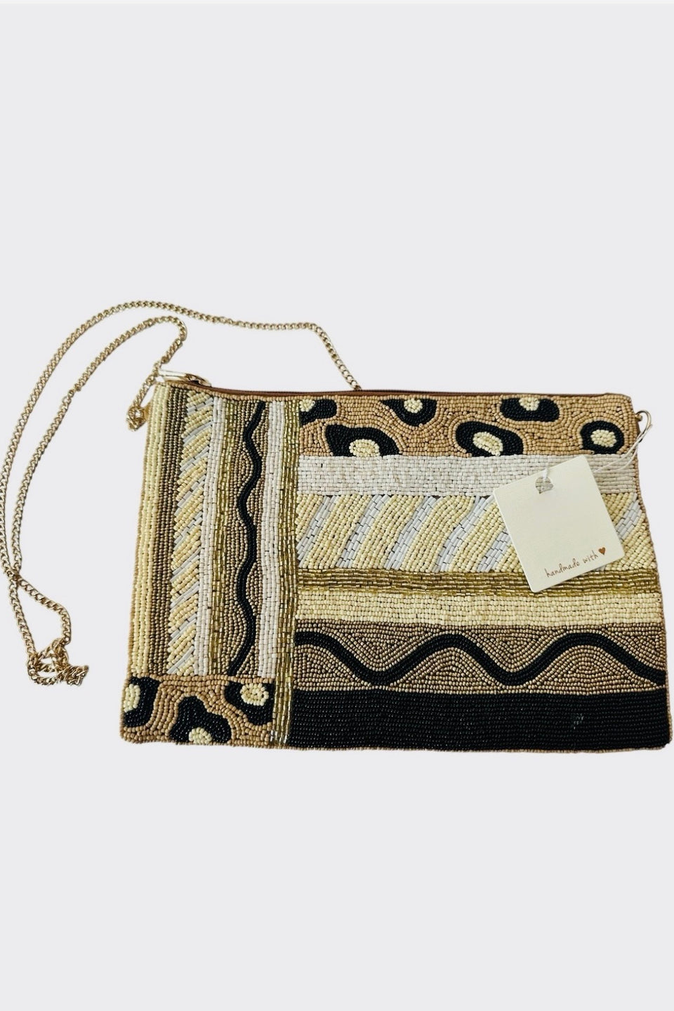 Abstract Animal Print Beaded Bag