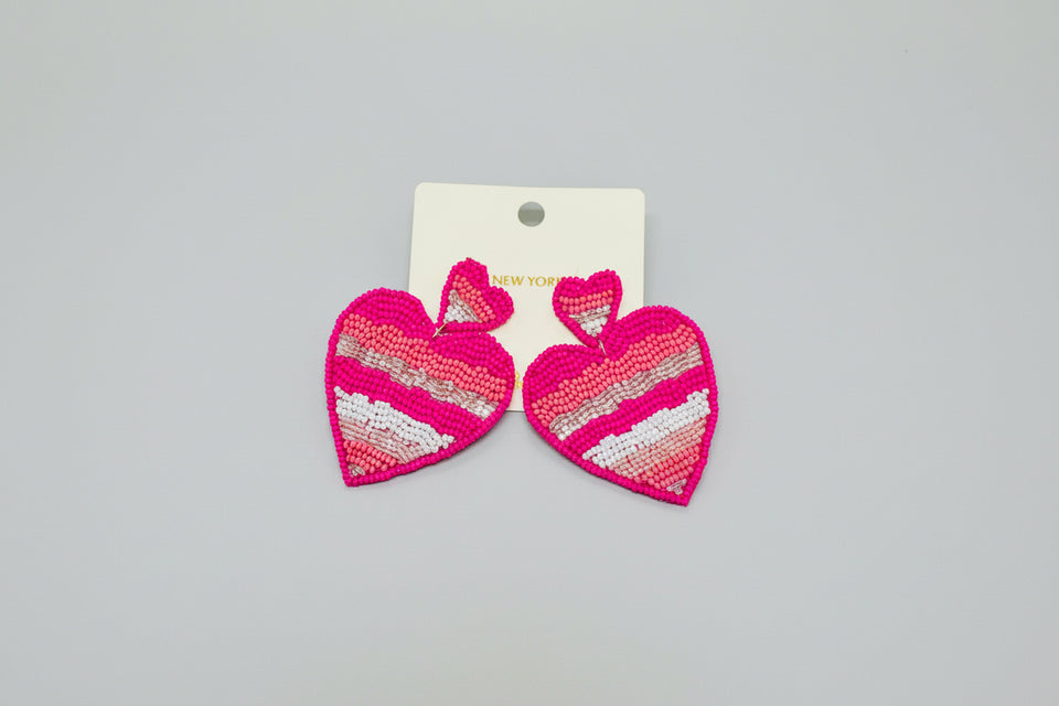 Sweet Heart Beaded Drop Earrings