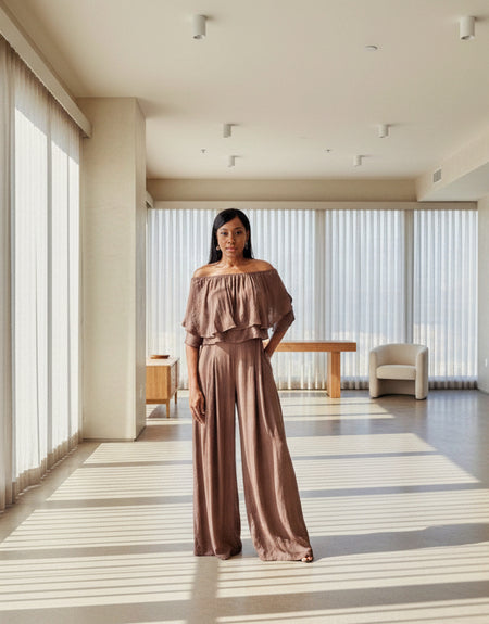 The Posh Palazzo Pant Set Chocolate