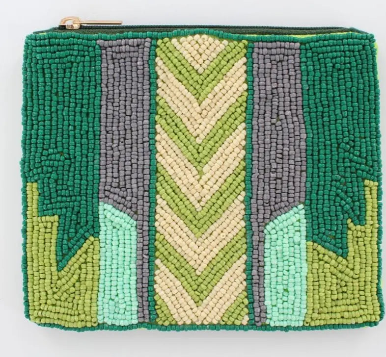 Southwest Beaded Coin Purse - Green - ReservedChic